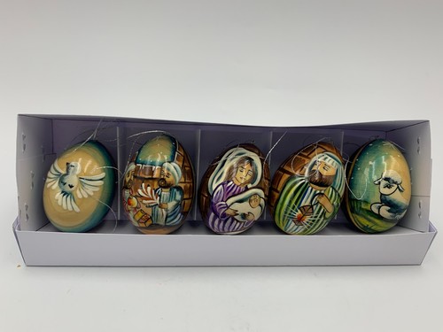 Nativity Wooden Christmas tree decorations 2” Hand painted carved Home decor - Picture 2 of 4