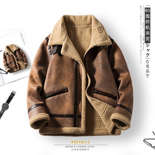 Suede Jacket Men's Winter New Fur One-piece Coat Velvet Thickened Leather Coats - Picture 11 of 12