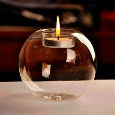 Home Round Crystal Glass Candle Holder Wedding Bar Party Dinner Candlestick