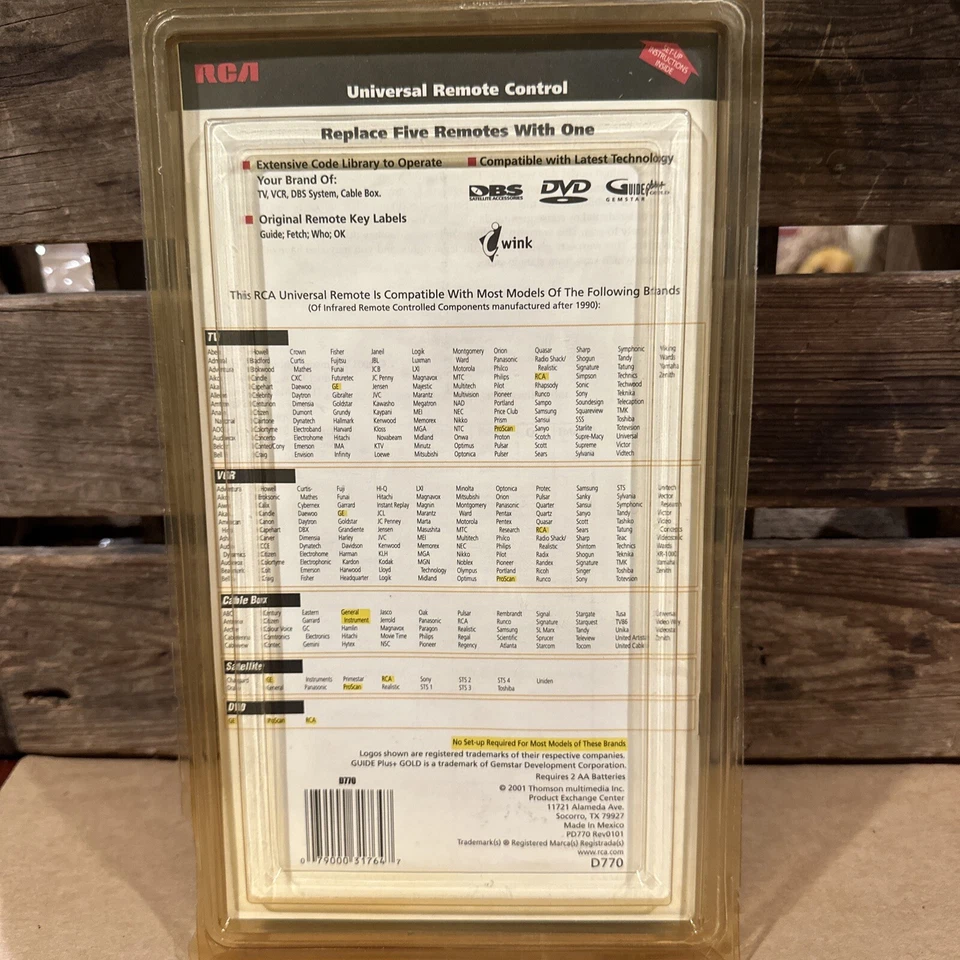 RCA Universal Remote (D770) TV/Cable/VCR/DVD/DBS/Audio - Brand New - Image 2 of 2