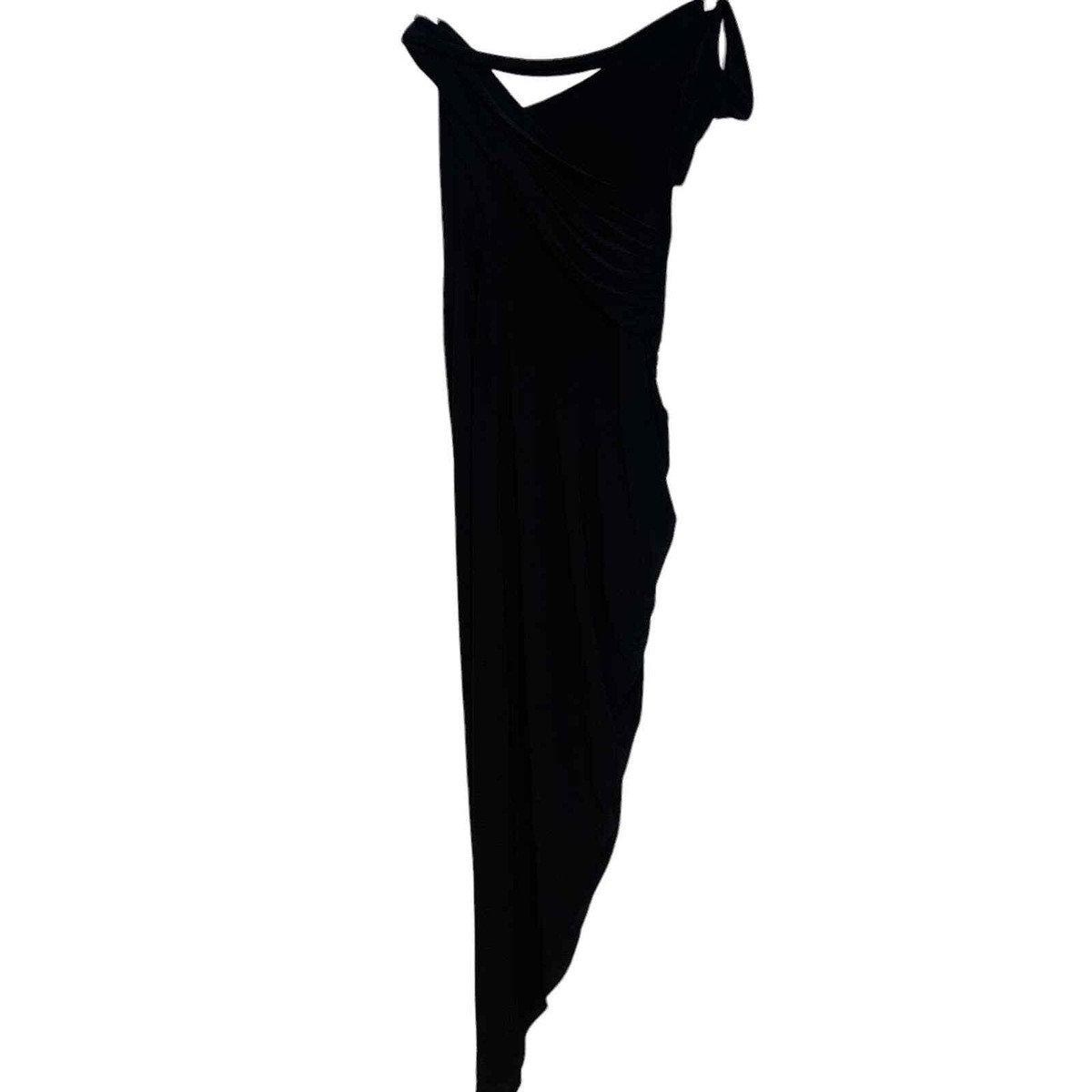 Norma Kamali Open Slit Cayla Side Drape Gown Black Size XL