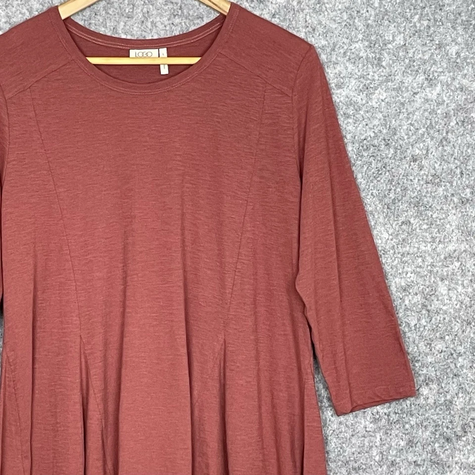 ЛОГОТИП Lori Goldstein богемное терракота 3/4 рукав туника Топ женщин L повседневный шик - Изображение 2 из 4