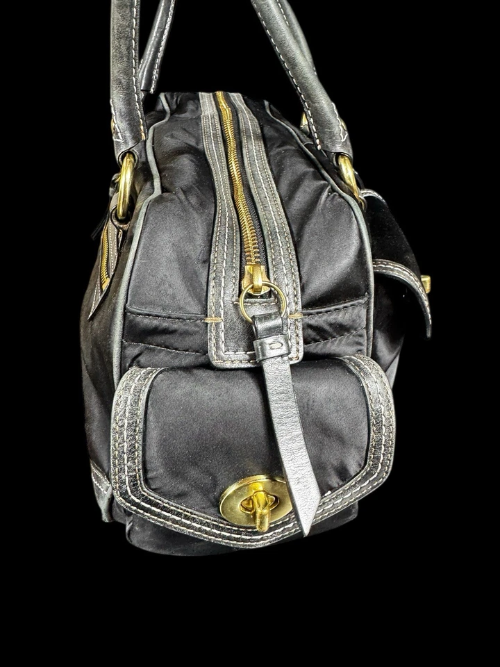 Cartera de Entrenador COACH Gallery Legacy 4453 De Colección Negra/Dorada + Etiqueta Colgante/Llavero Y2K Foto 4 de 4