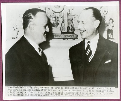 1946 King George of Greece & Dr Basit Mostras Original Press Wirephoto