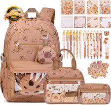 Capybara Backpack for School Girls with Lunch Box  Pencil Case