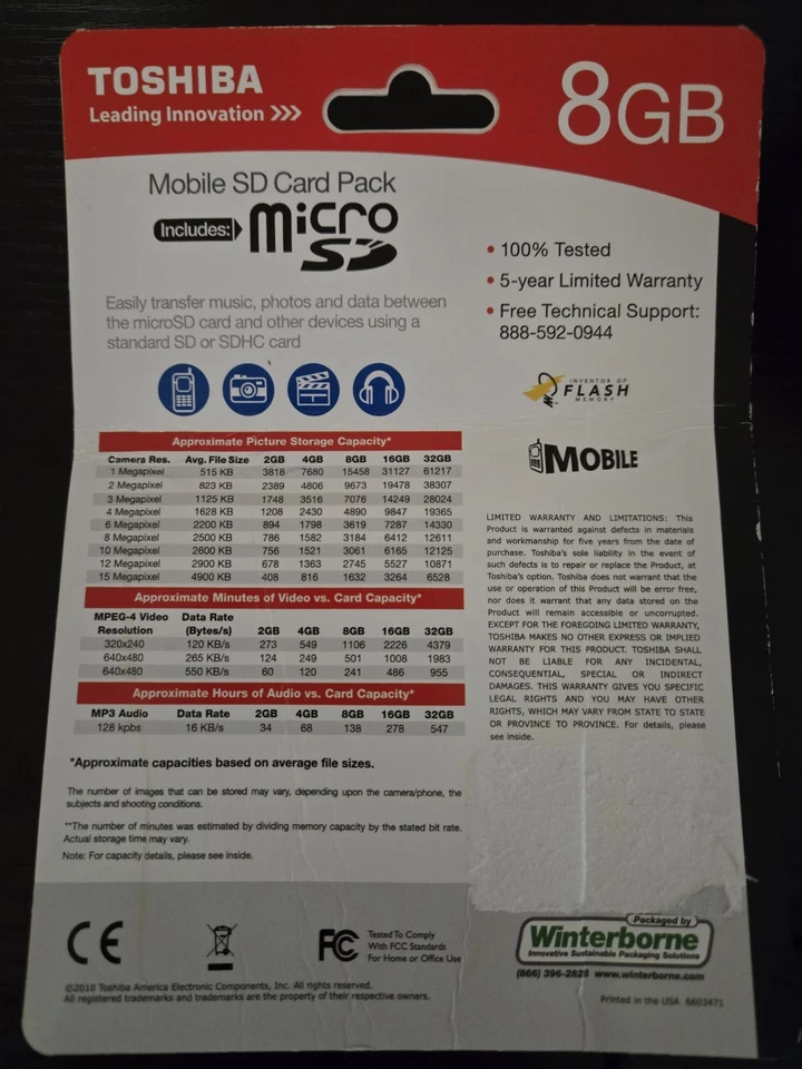 Toshiba 8GB Micrd mobile SD Adapter card pack SDC-8GTR for mini sd or standard - Image 2 of 2