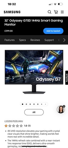 Samsung Odyssey G7 32 inch k4 Gaming Monitor Ls32dg702euxxu