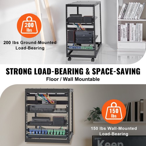 VEVOR 20U 4 Post Open Frame Server Rack Network Enclosure 23''-40'' Adjustable - Picture 3 of 12