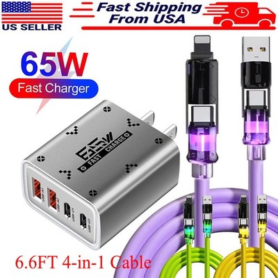 65W Super Fast Charging USB Type C Wall Charger For Samsung iPhone Android Phone