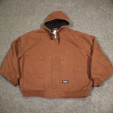 Walls Canvas Hooded Jacket Mens Size XXL Brown Heavy Insulated Fleece Lining 2XL