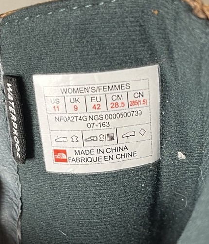 Stivali North Face nuovi senza scatola stivaletti marroni scamosciati e pelle zeppa impermeabili taglia 11 - Foto 12 di 12