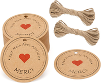 G2PLUS 100Stk. Kraftpapier Etiketten Tags 5CM Merci GeschenkanhäNger AnhäNger Et