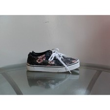 Vans Doheny Floral Skate Shoes Checkered Design Black Gray Girls Missy US 3.5