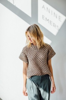 Apiece Apart Ami Cropped Net Knit Au Lait Brown Size XS Cotton