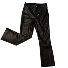 NWT EXPRESS Cropped Flare Women's Black Vegan Leather Pants Faux Pleather sz 6R