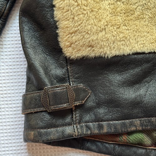 RRL Ralph Lauren Double RL Grizzly Shearling Leather Moto Jacket Medium M Men's - Picture 12 of 20