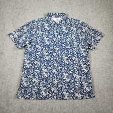 Columbia PFG Super Slack Tide Camp Shirt Mens Large Blue Fishing Ocean AOP