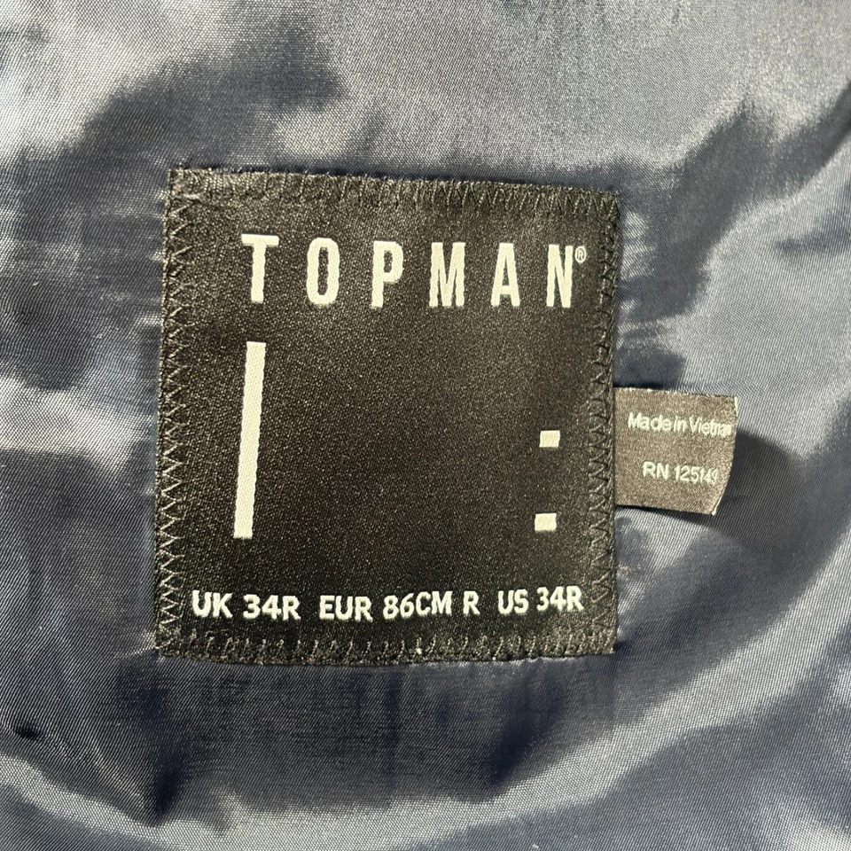 Topman Blazer Abrigo Deportivo Hombre Talla 34R Azul Marino Cuadros Poli Rayón 2 Botones Foto 4 de 4