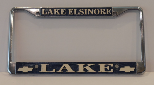 VINTAGE LAKE ELSINORE. LAKE CHEVROLET. KENNZEICHENRAHMEN.