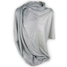 Stola argento cerimonia donna elegante foulard coprispalle scialle glitter ijab