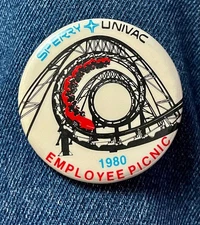 1980 Sperry Univac Employee Picnic Roller Coaster 2 1/4" Cello Festival