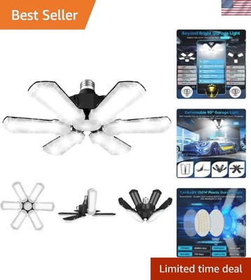 Upgrade 150W Deformable LED Garage Light, 15000LM Brightness & Adjustable Panels