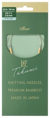 Clover Stricknadeln: Rund: Fest: Drehbar: Pro Takumi Bambus: 60Cm X 3,00Mm
