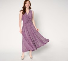 Destination 365 Petite Lurex Knit Twist Front Maxi Dress Phiox M New