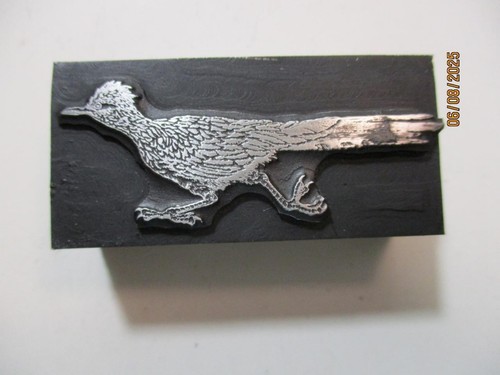 Printing Letterpress Printer Type Block Roadrunner Bird Print Cut