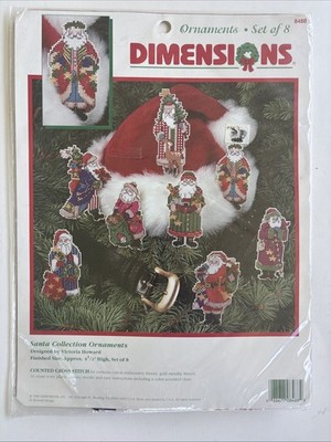 Vintage Dimensions Santa Collection Ornaments Cross Stitch Kit 8488 4.5in Set 8