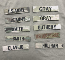 ASSORTED ARMY PATCHES NAME TAPE AND PATCHES LOT OF 10 USED RN