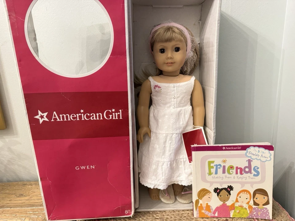 American Girl Muñeca Gwen Caja Coleccionista Conoce Raro Difícil de Encontrar Look Chica del Año Foto 2 de 4