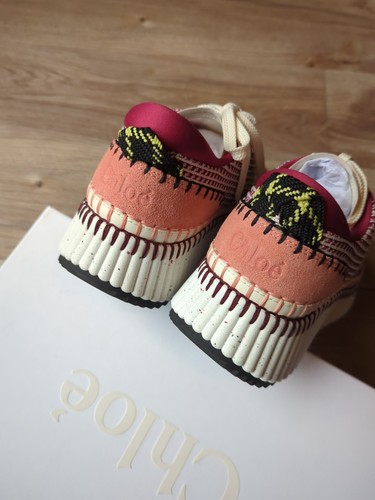 Chloe Nama Platform Whipstitch Sneakers Ruby Womens 41 - Picture 10 of 16