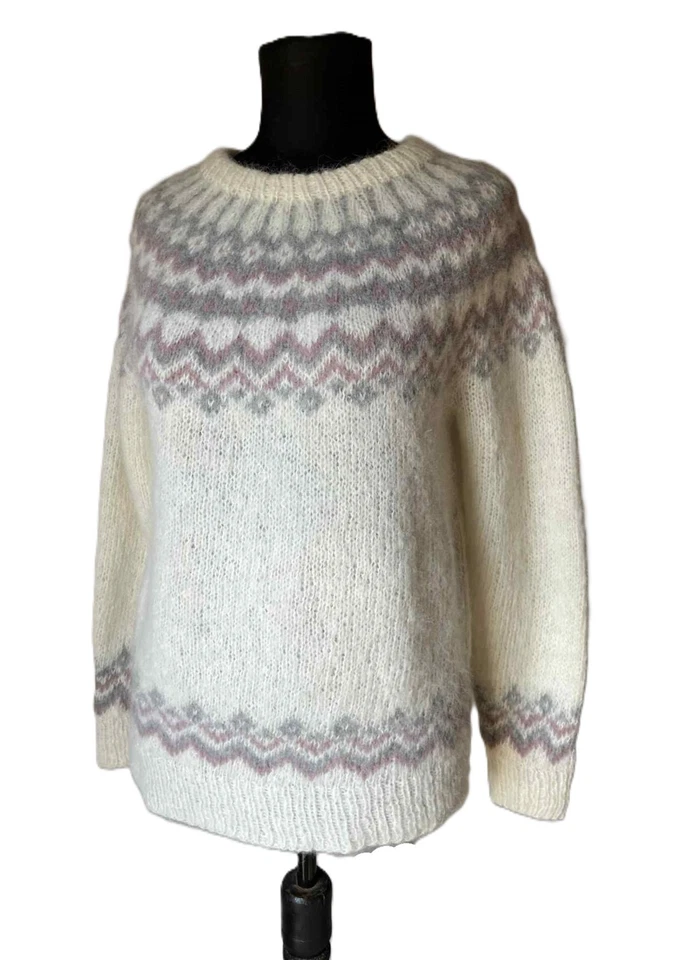 handgestrickter weicher Fair Isle Pullover 100 % alpaka gr.M - Bild 2 von 3