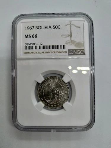 1967 Bolivia 50 Centavos Coin NGC MS66