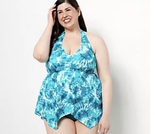 Kim Gravel x Swimsuits For All Hanky Halter Top  Brief Set Blue Reg 10 A480675