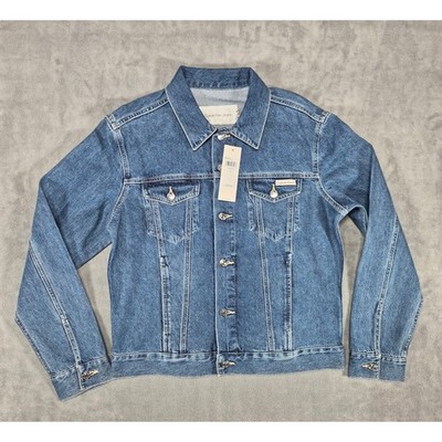 Calvin Klein Jeans Denim Jacket Women Medium Blue Slate Button Front NWT