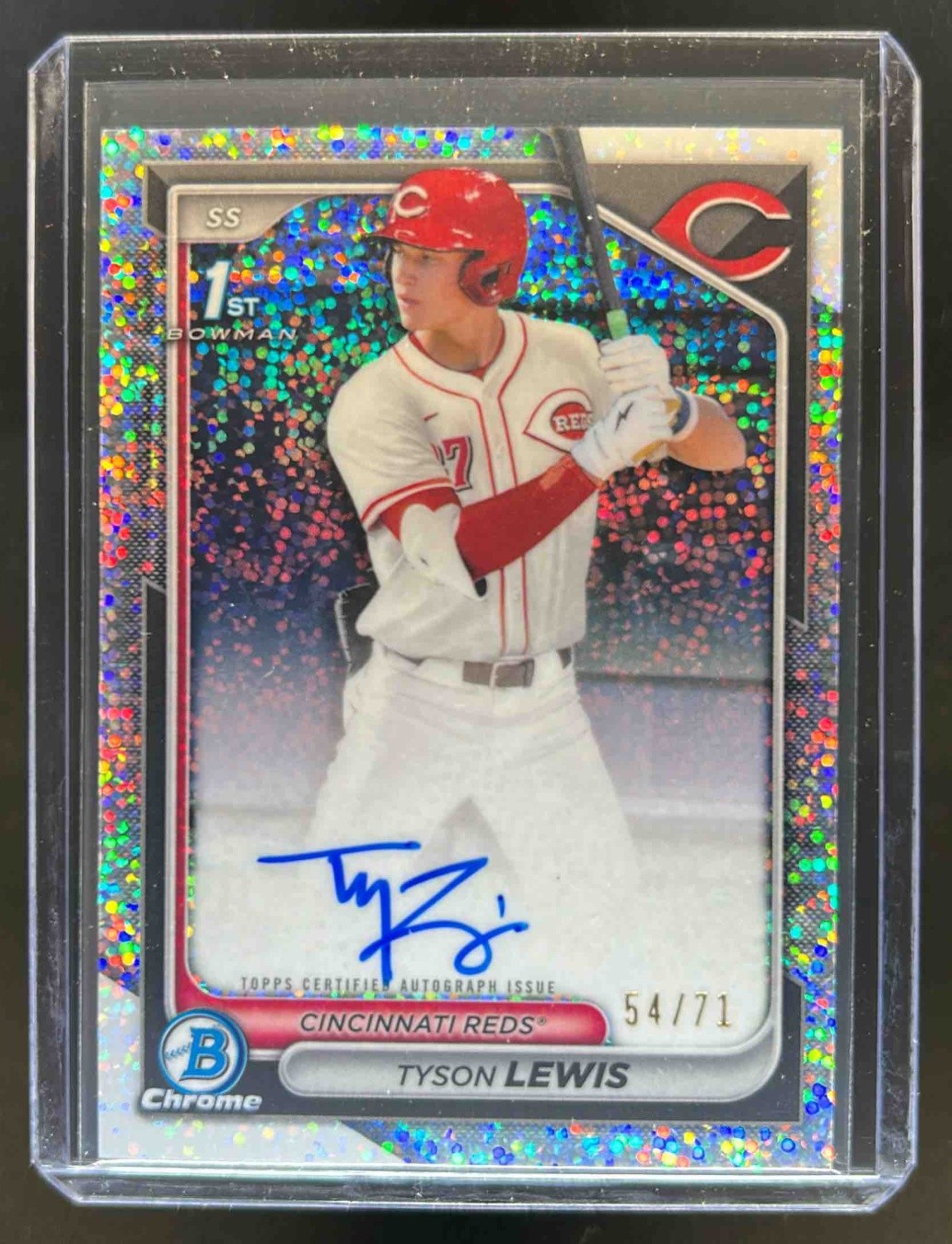 2024 Bowman Draft Tyson Lewis Chrome Auto Sparkles Refractor 1st #54/71