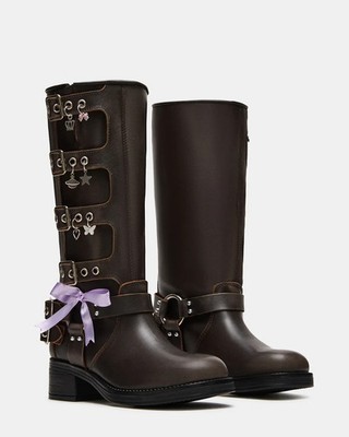 Steve Madden Rocky Charms Brown Distressed Boots Women's Size 7.5