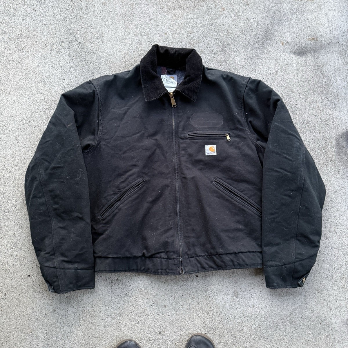 VTG 2005 CARHARTT J01 USA Men's Medium Black Blanket Lined Detroit