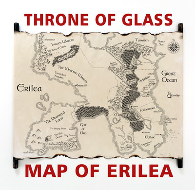 Map of Erilea, Map of the World of Throne of Glass Map Heir of Fire Handmade