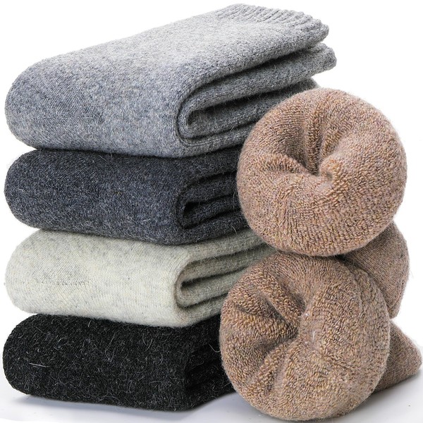 Damen Wollsocken Merino Wolle Thermosocken Winter 5 Paar Schwarz GrößE 37-43-image