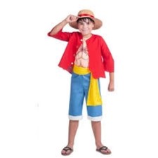 COSTUME MONKEY D.LUFFY ONE PIECE TAGLIA 10-12 ANNI
