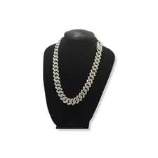Miami Cuban Link Chain Silver 8''16''18''20''22''' Necklace Iced Out
