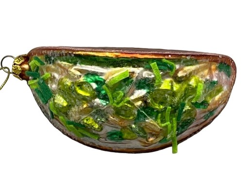 Weihnachtsschmuck Feiertag Feind Taco glitzernd verziertes Glas grün braun LESEN - Bild 2 von 3
