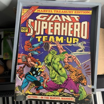 VINTAGE giant superhero team-up #9 1976 marvel treasury edition