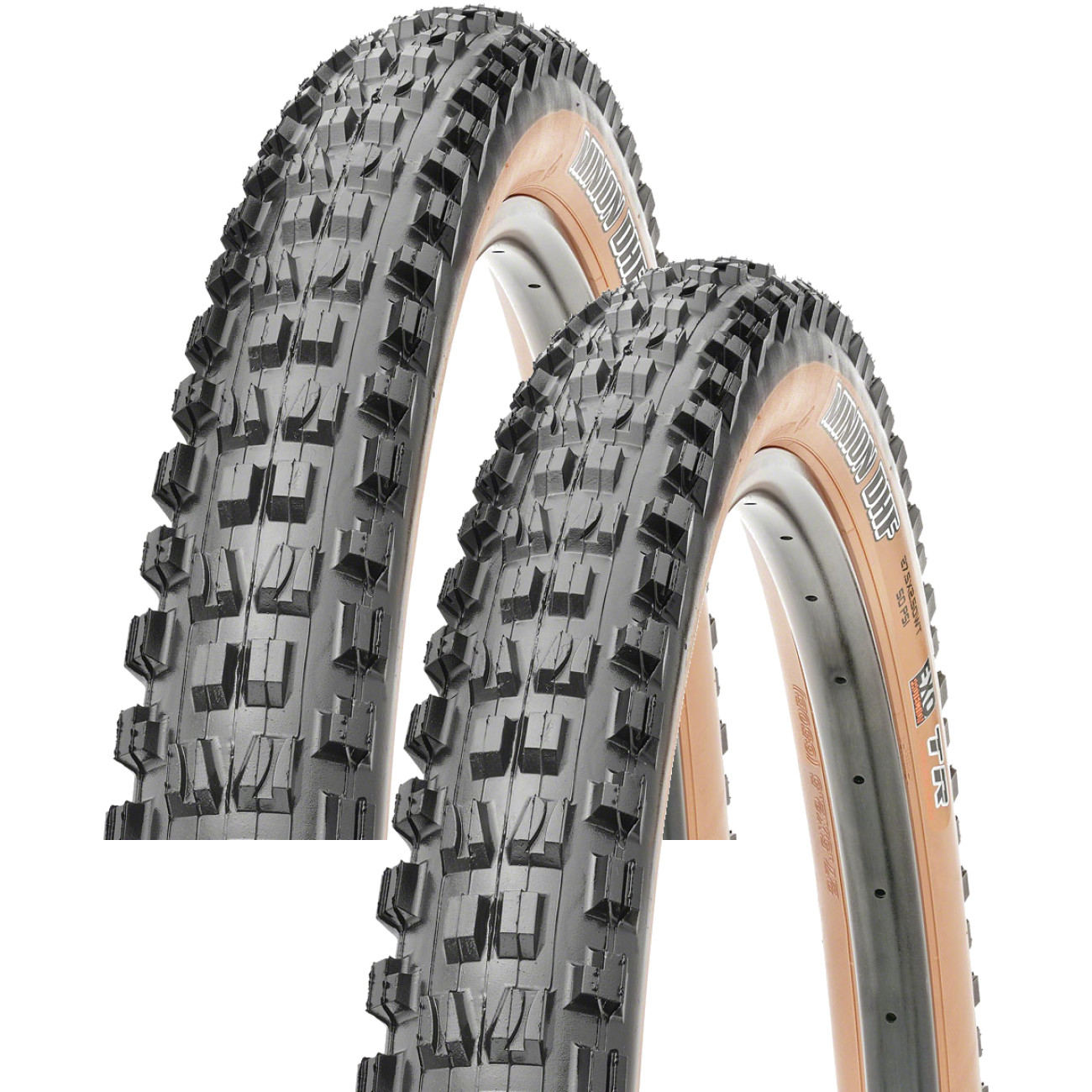 Комплект из 2 бескамерных складных шин Maxxis Minion DHF BlackTan Dual EXO WT 29x25 24290₽