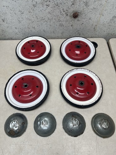 1960’s Murray Pedal Car Wheels Tires Hubcaps Set Of 4 Original