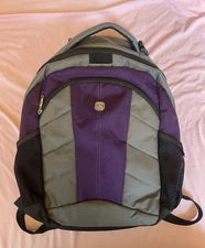 Swiss Tech Backpack Computer Compatible Purple And Black Travel Backpack