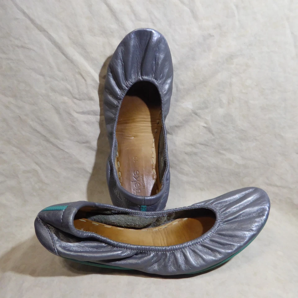 🩰 Sapatilhas de balé dobráveis Tieks by Gavrieli tamanho 10 M couro nappa estanho metálico - Imagem 2 de 4